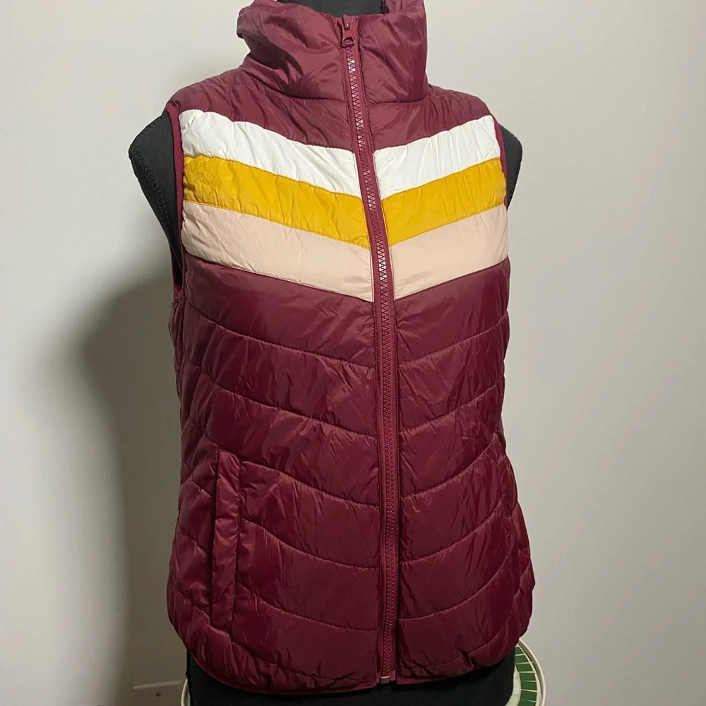 Arizona Jean CO Kids Burgundy Puffer Vest with Stripes - Picture 3 of 3